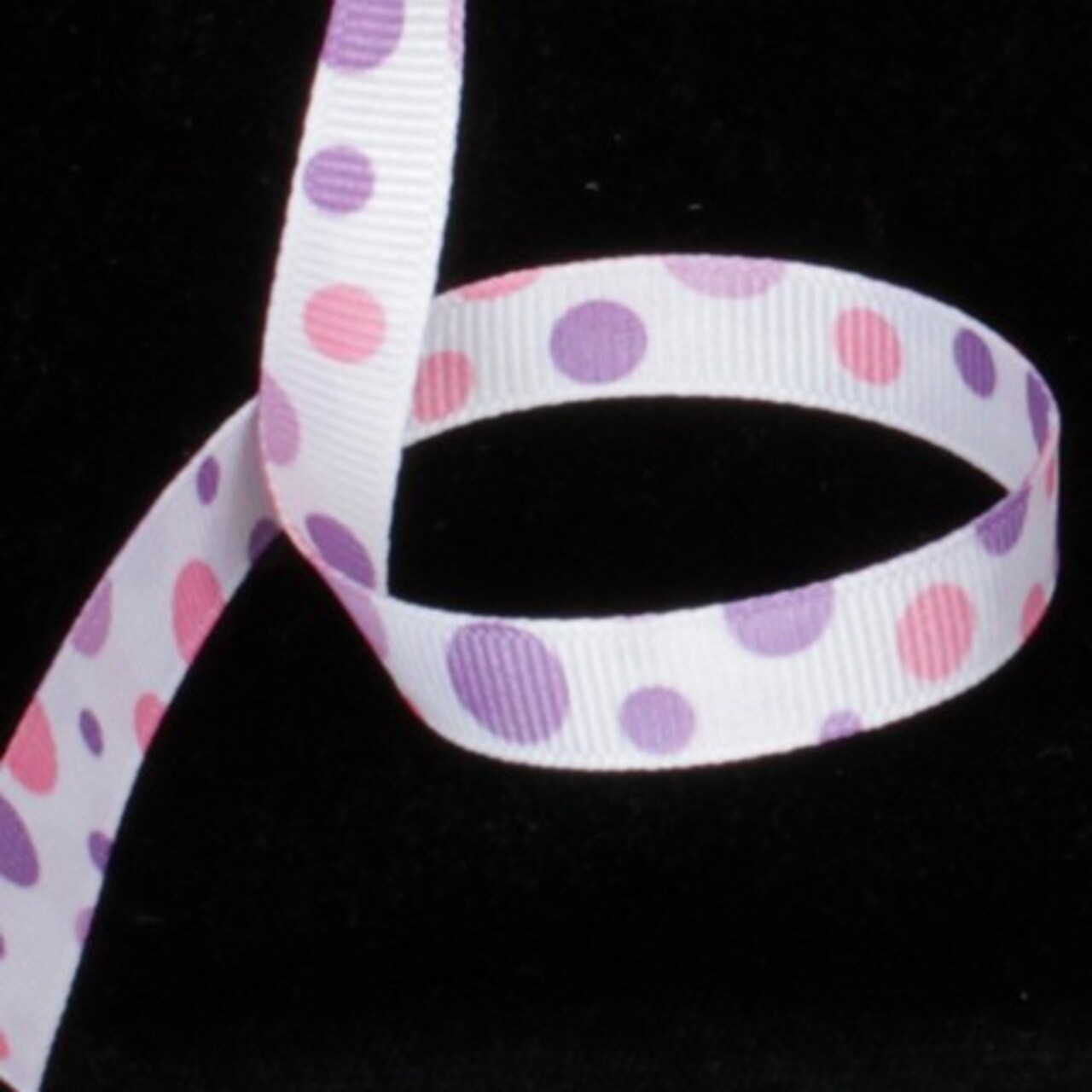 The Ribbon People Pink and White Polka Dots Double Sided Grosgrain Craft Ribbon 0.25" x 110 Yards